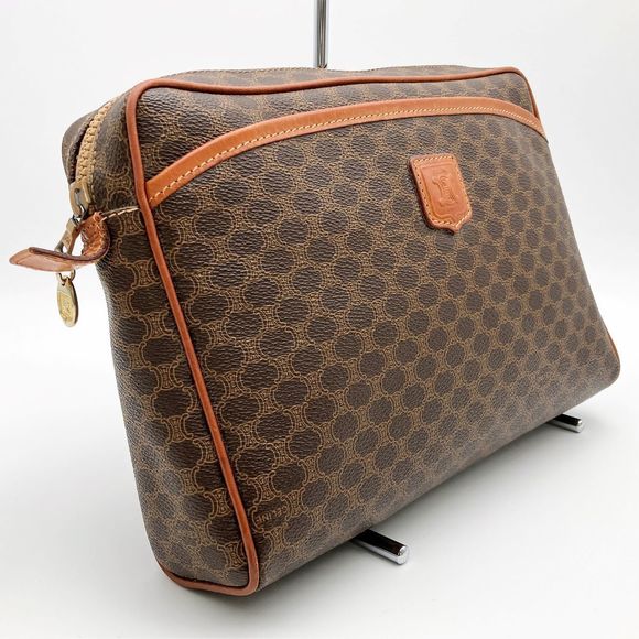 Celine Clutch Pouch Bag Macadam Pattern Brown - Picture 3 of 6